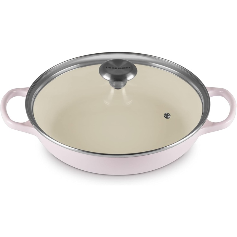 Le Creuset 2 1/4 Qt. Enameled Cast Iron Signature Round Braiser w/Glass Lid & Stainless Steel Knob - Shallot