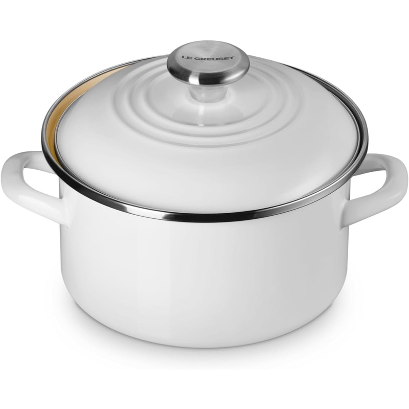 Le Creuset 3.8 Qt. Traditional Petite Stockpot w/SS Knob - White