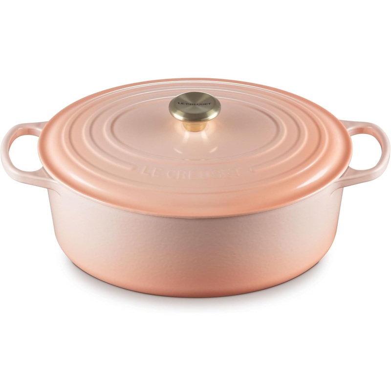 Le Creuset 8 Qt. Signature Oval Dutch Oven w/Light Gold Knob - Peche