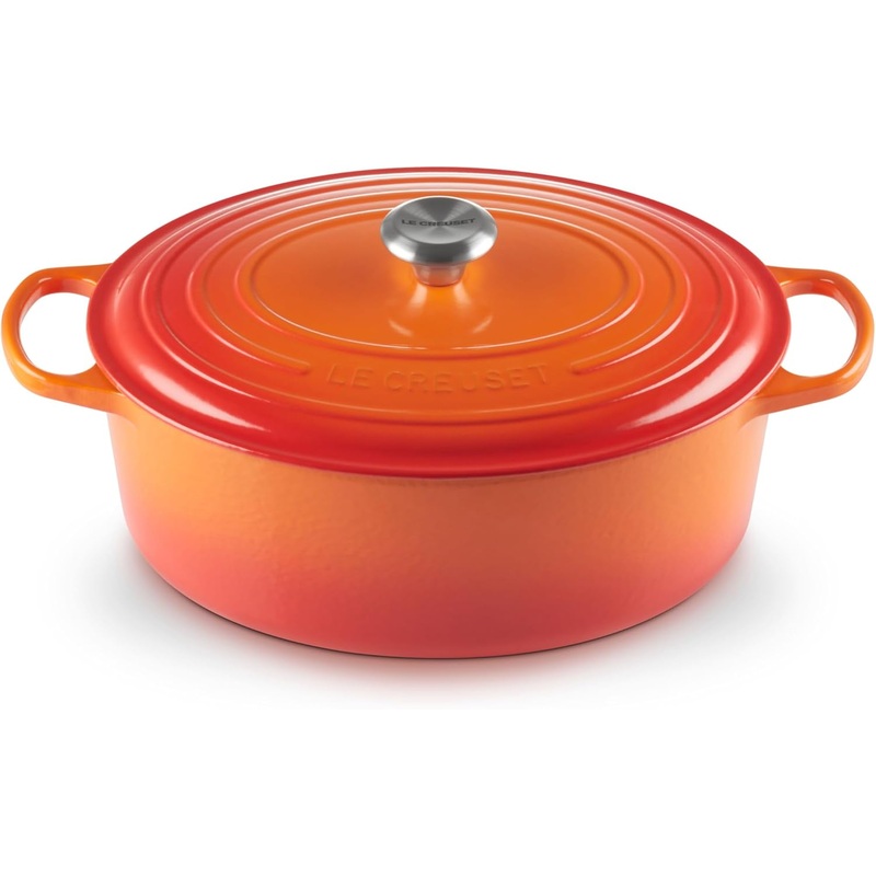 Le Creuset 8 Qt. Signature Oval Dutch Oven w/Stainless Steel Knob - Flame