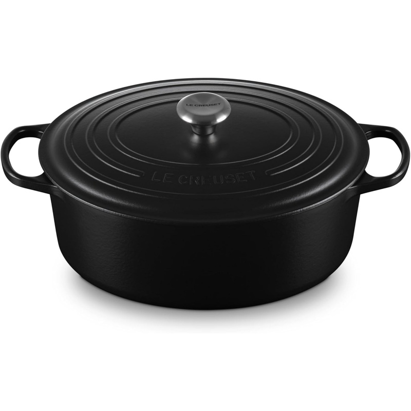 Le Creuset 8 Qt. Signature Oval Dutch Oven w/Stainless Steel Knob - Licorice