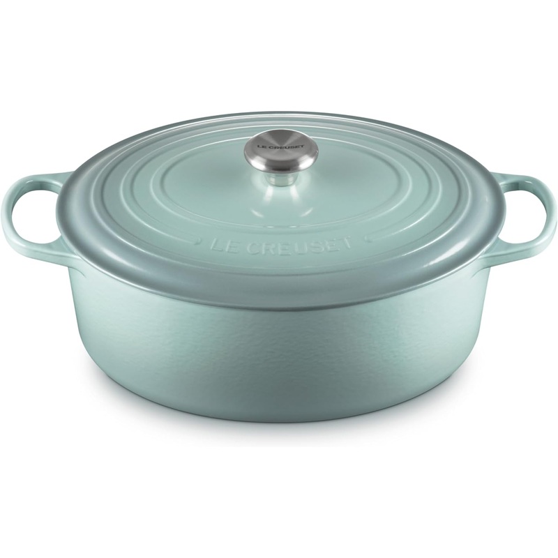 Le Creuset 8 Qt. Signature Oval Dutch Oven w/Stainless Steel Knob - Sea Salt