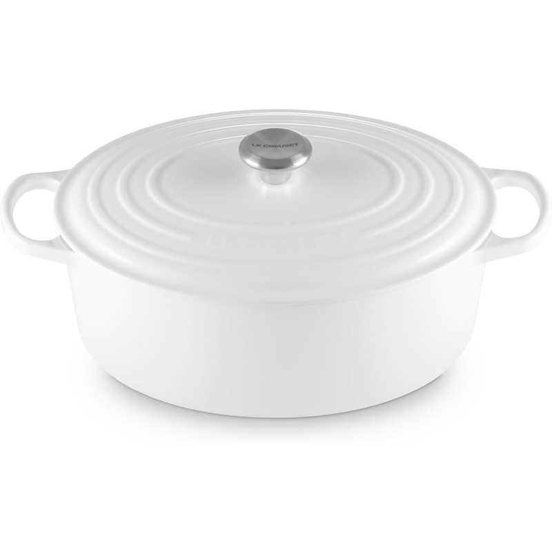 Le Creuset 8 Qt. Signature Oval Dutch Oven w/Stainless Steel Knob - White