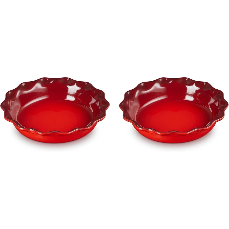 Le Creuset Set of 2 - 9" Heritage Fluted Pie Dish - Cerise