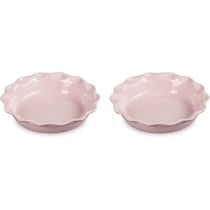 Le Creuset Set of 2 - 9" Heritage Fluted Pie Dish - Chiffon Pink