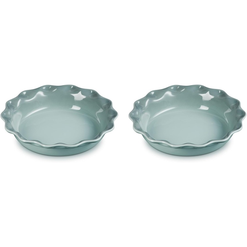 Le Creuset Set of 2 - 9" Heritage Fluted Pie Dish - Sea Salt