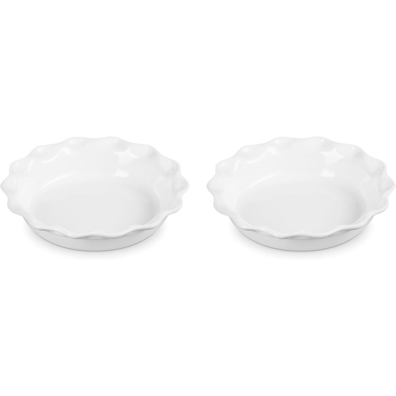 Le Creuset Set of 2 - 9" Heritage Fluted Pie Dish - White