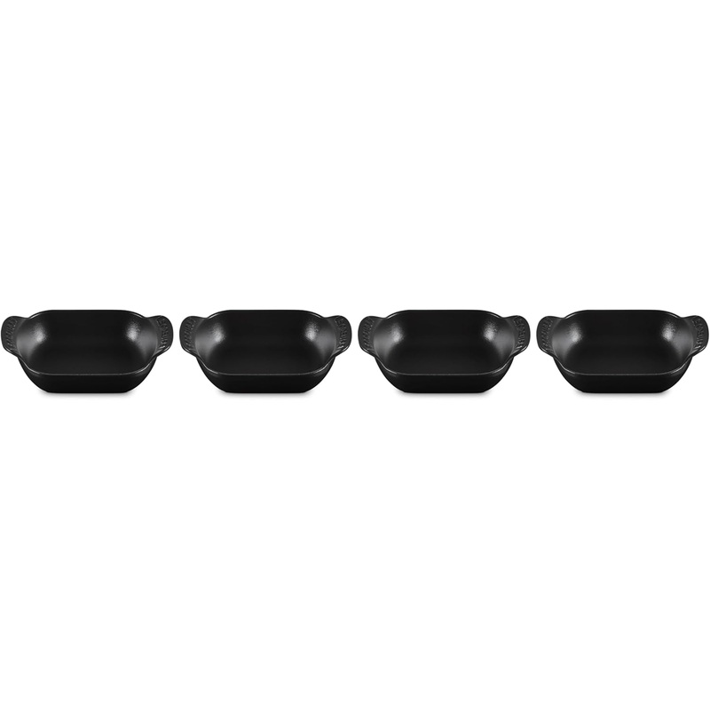 Le Creuset Set of 4 - 1/3 Qt. Mini Rectangular Baker - Gourmand Collection - Matte Black