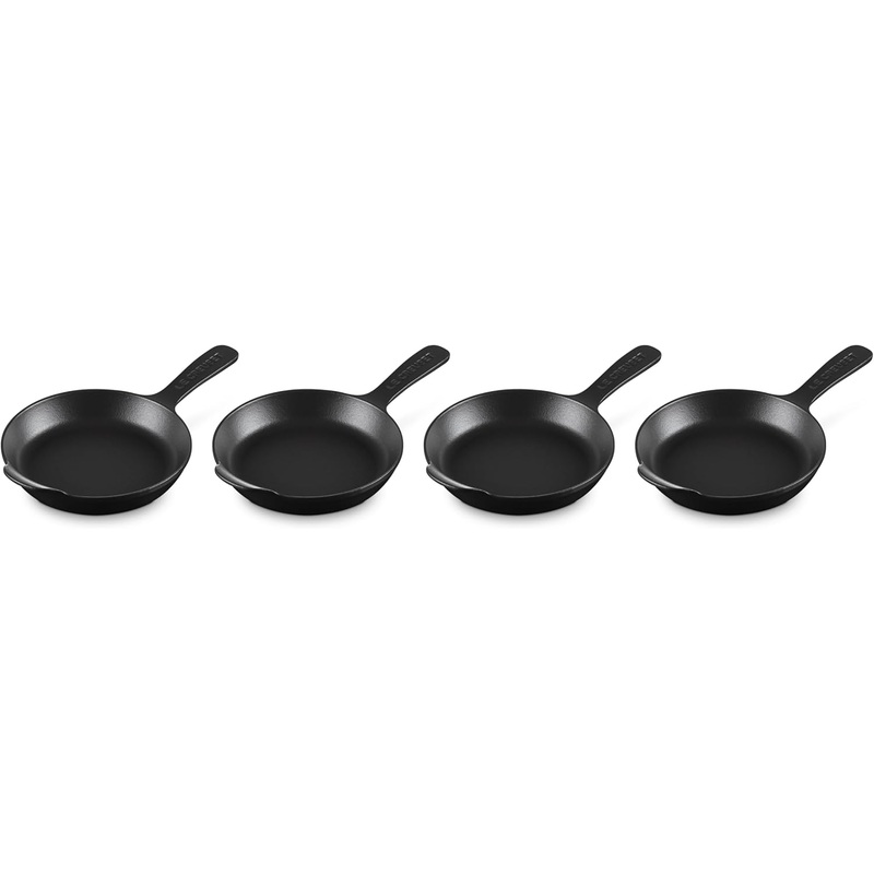 Le Creuset Set of 4 - 1/3 Qt. Mini Skillet - Gourmand Collection - Matte Black