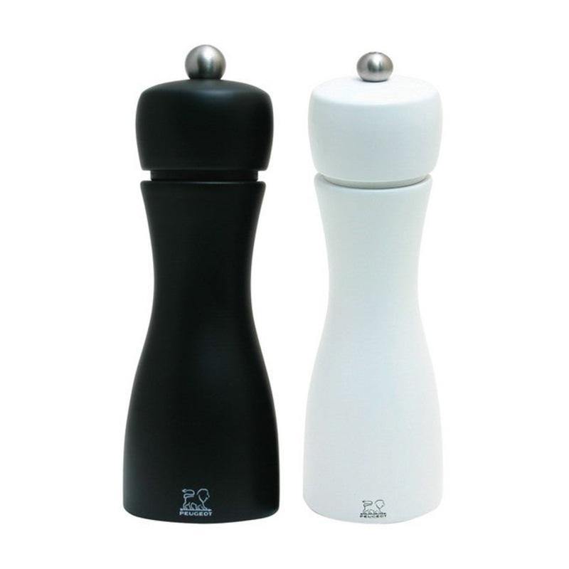 Peugeot Tahiti Black Matte Pepper & White Matte Salt Mill Set - 15cm/6"