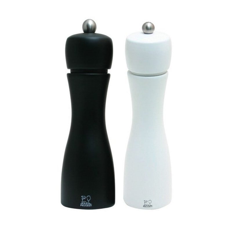 Peugeot Tahiti Black Matte Pepper & White Matte Salt Mill Set - 20cm/8"