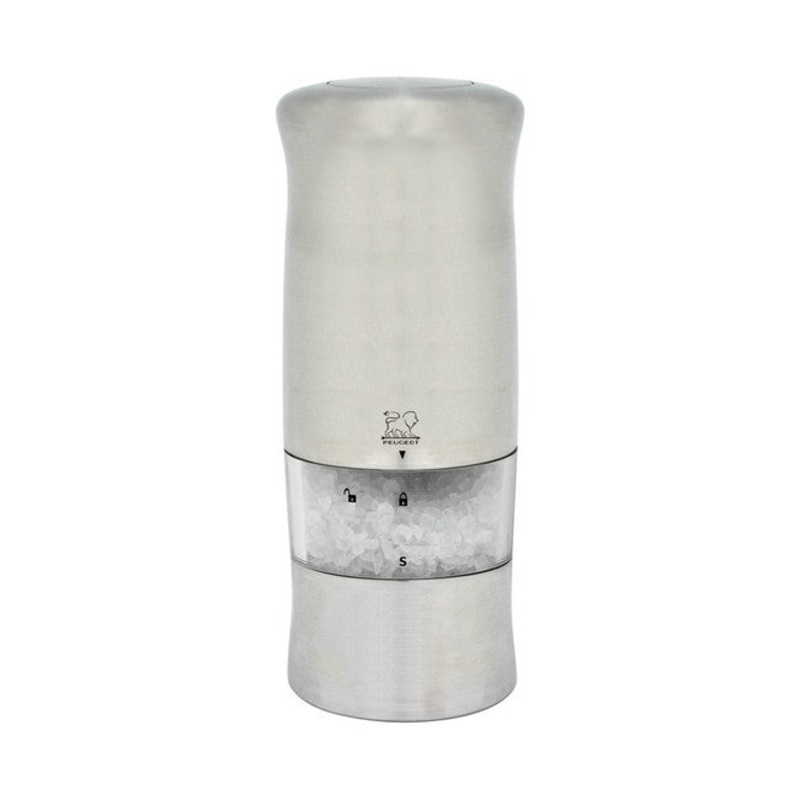 Peugeot Zeli Electric Brushed Nickel Plate Salt Mill - 14cm/5.5"