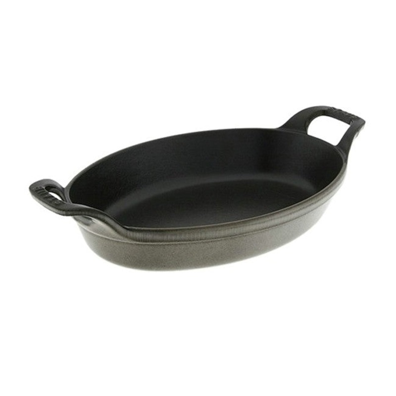 Staub Oval Roasting Dish - 9 1/2" x 6 3/4" - 1 Qt. - Graphite Grey