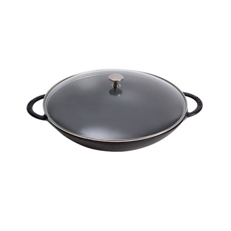 Staub Wok w/Glass Lid - 14" - Black Matte