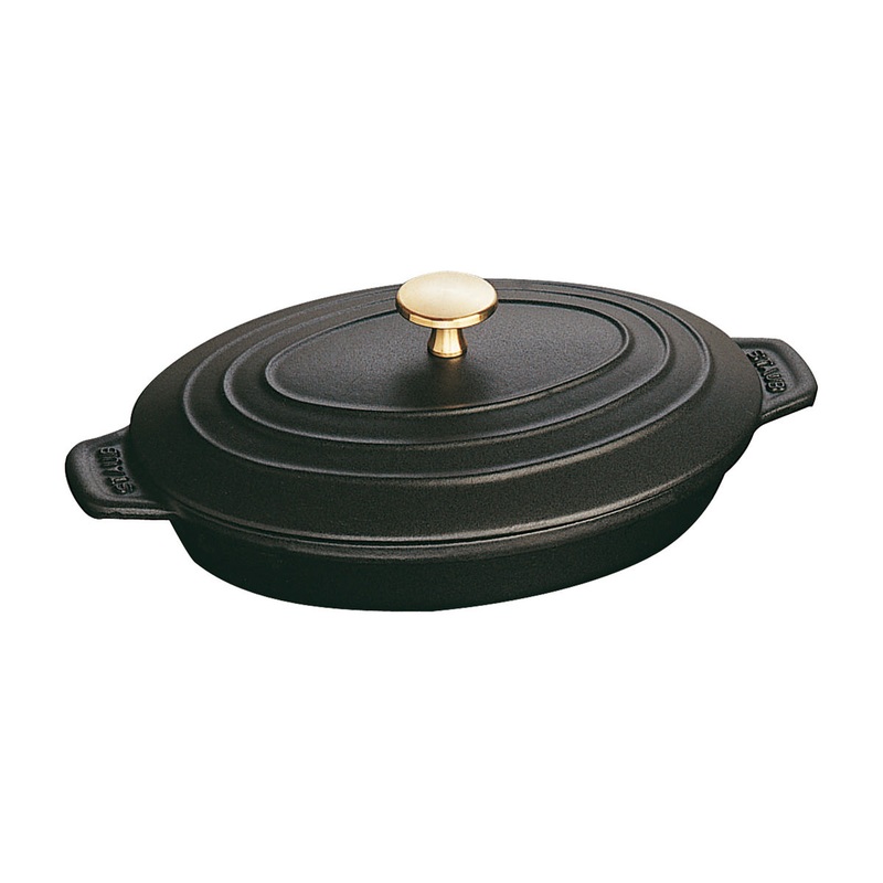 Staub Oval Plate w/Lid - 9" x 6 5/8 " - 1 Qt. - Black Matte