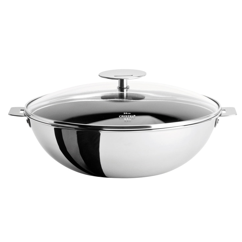 Cristel Casteline Removable Handle - 4 Qt. Non-Stick Wok w/Lid