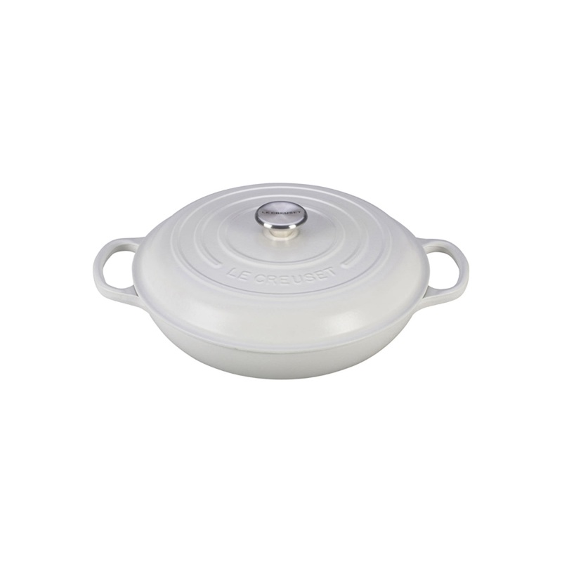 Le Creuset 3 1/2 Qt. Signature Braiser w/Stainless Steel Knob - White- Personalized Engraving Available