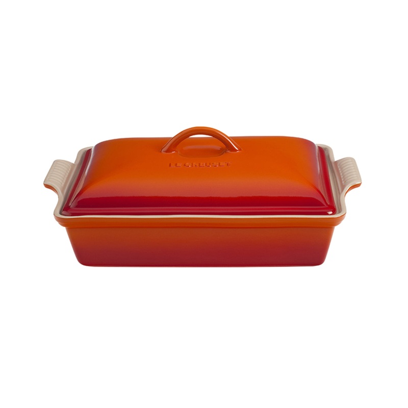 Le Creuset 4 Qt. (12" x 9") Heritage Covered Rectangular Casserole - Flame