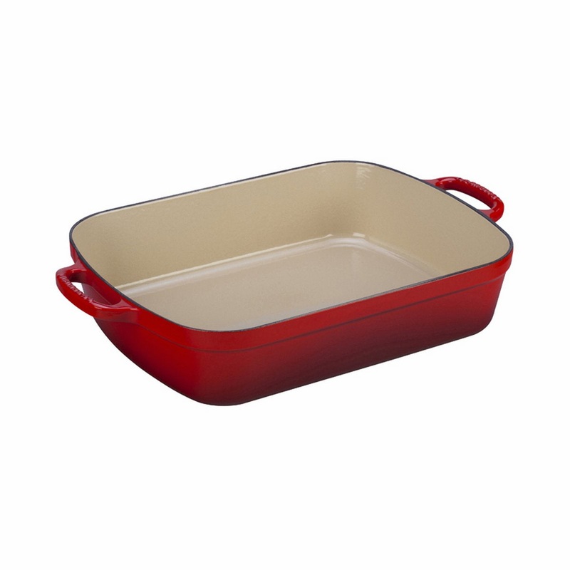 Le Creuset 5 1/4 Qt. (10" x 15 3/4") Signature Rectangular Roaster- Cerise