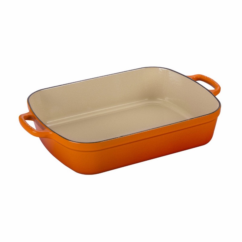 Le Creuset 5 1/4 Qt. (10" x 15 3/4") Signature Rectangular Roaster - Flame