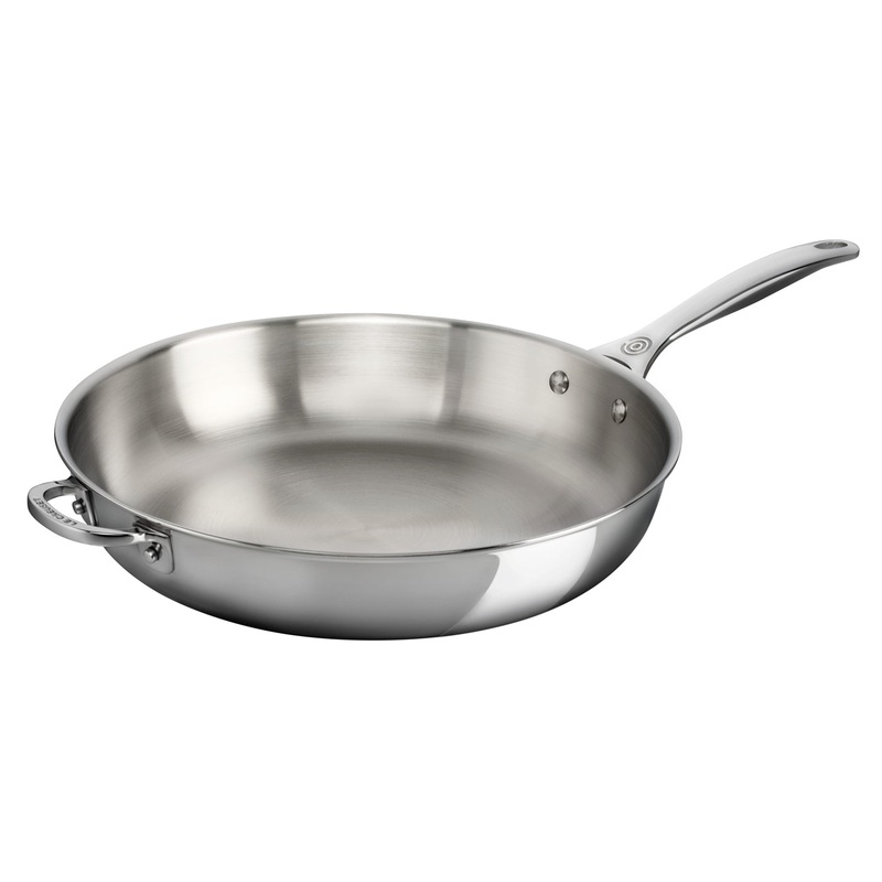 Le Creuset 12 1/2" Deep Fry Pan w/Helper Handle - Stainless Steel