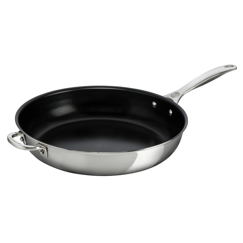 Le Creuset 12 1/2" Nonstick Deep Fry Pan w/Helper Handle - Stainless Steel