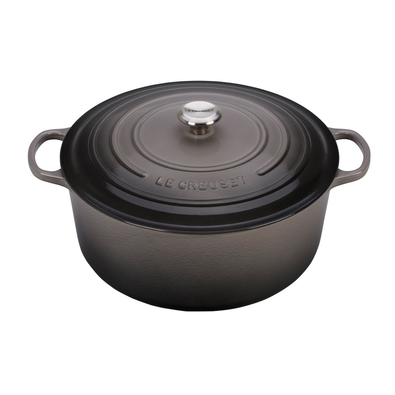 Le Creuset 13 1/4 Qt. Signature Round Dutch Oven w/Stainless Steel Knob - Oyster- Personalized Engraving Available