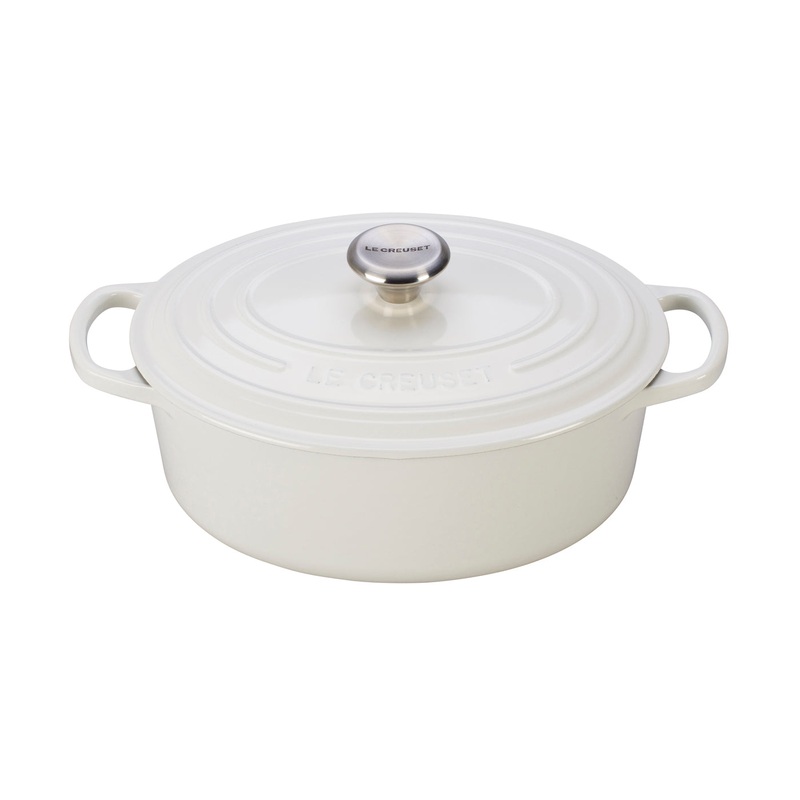 Le Creuset 2 3/4 Qt. Signature Oval Dutch Oven w/Stainless Steel Knob - White- Personalized Engraving Available
