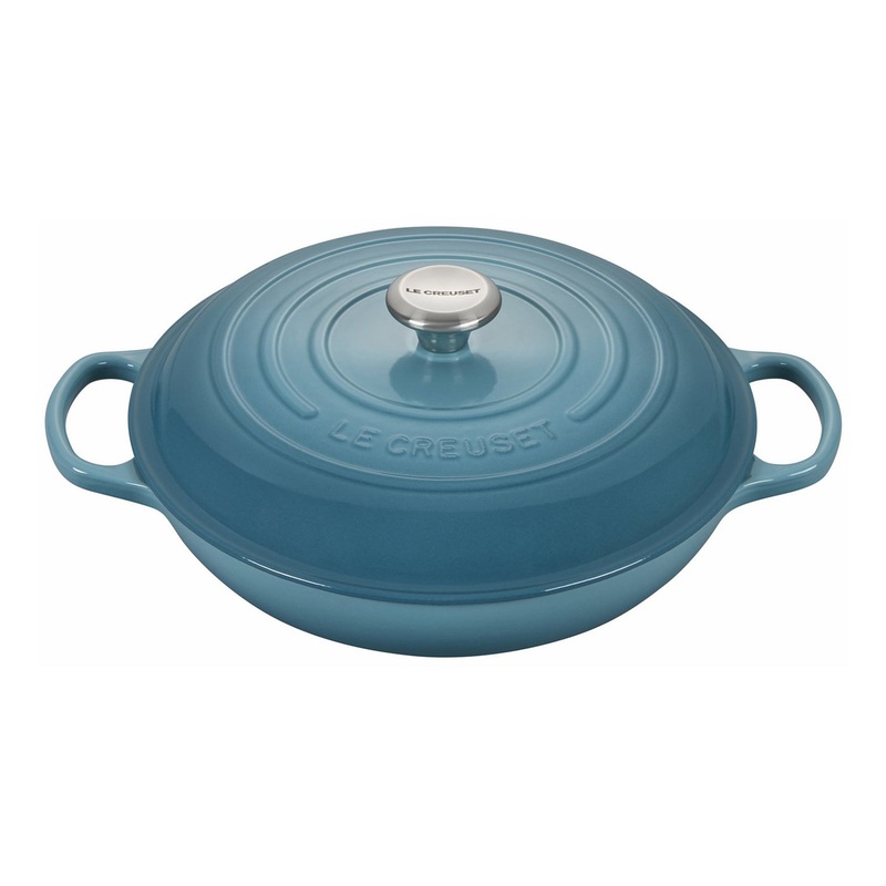 Le Creuset 3 1/2 Qt. Signature Braiser w/Stainless Steel Knob - Caribbean- Personalized Engraving Available