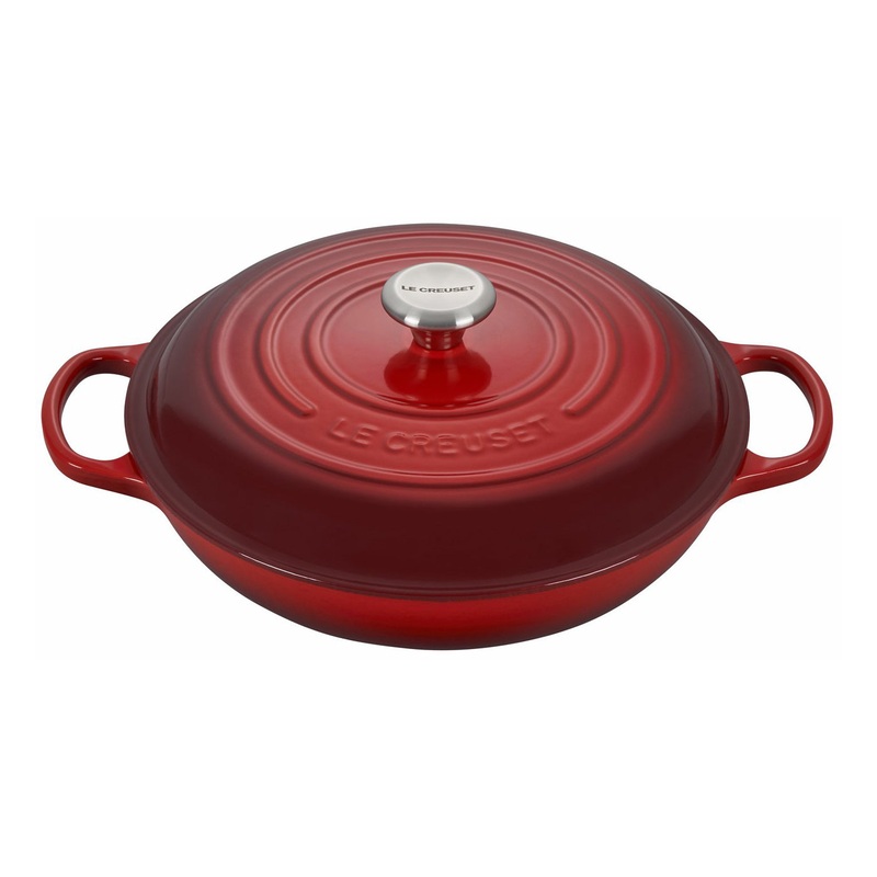 Le Creuset 3 1/2 Qt. Signature Braiser w/Stainless Steel Knob - Cerise- Personalized Engraving Available