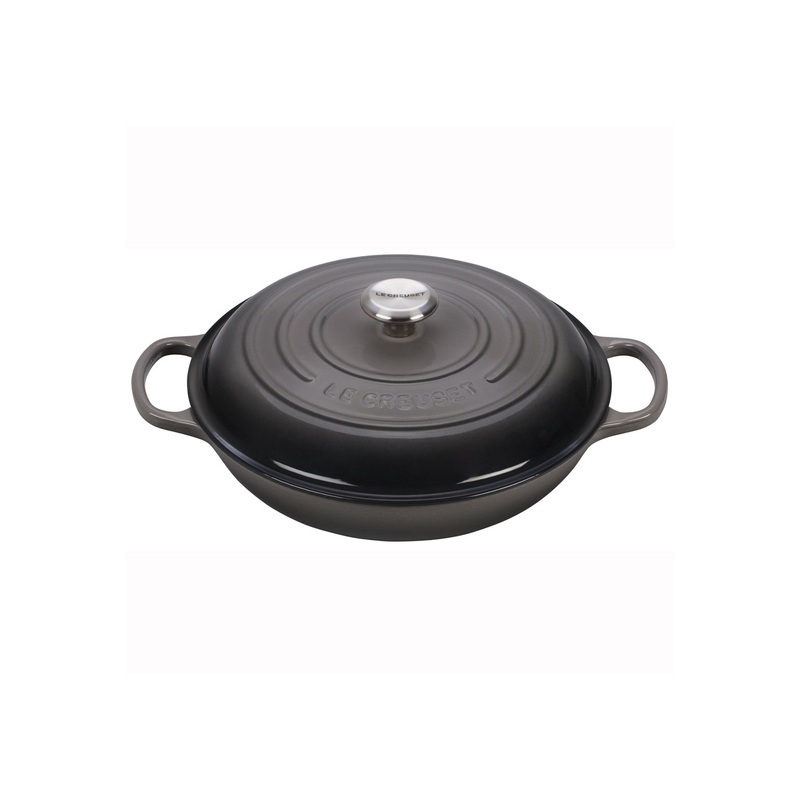 Le Creuset 3 1/2 Qt. Signature Braiser w/Stainless Steel Knob - Oyster- Personalized Engraving Available