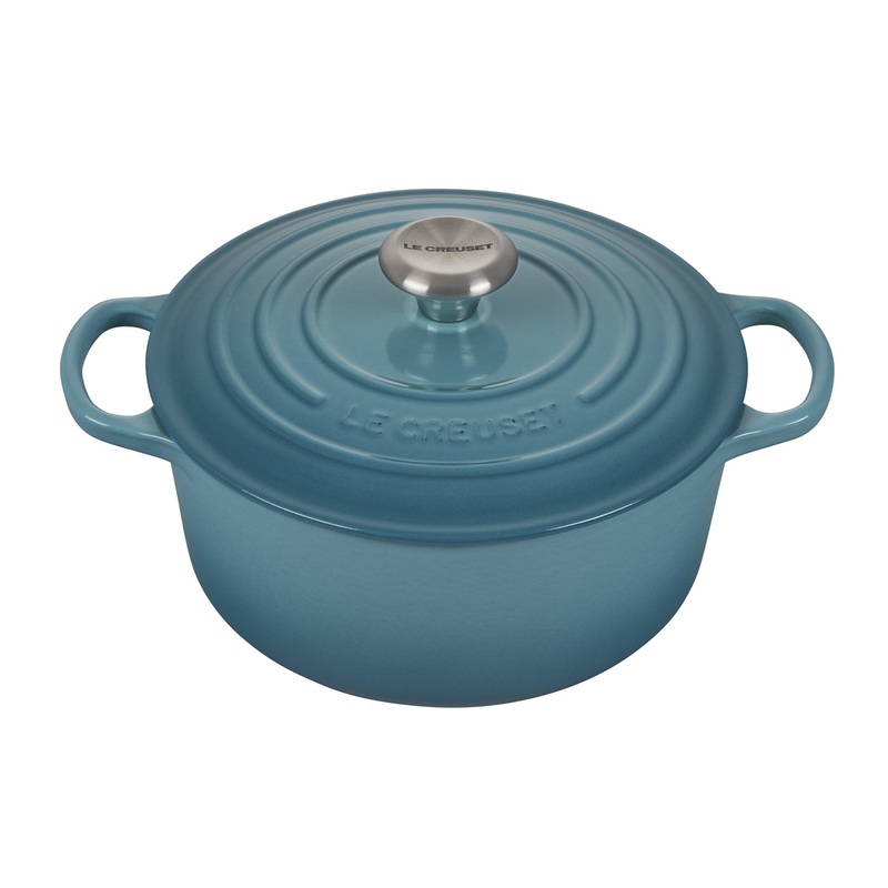 Le Creuset 4 1/2 Qt. Signature Round Dutch Oven w/Stainless Steel Knob - Caribbean- Personalized Engraving Available