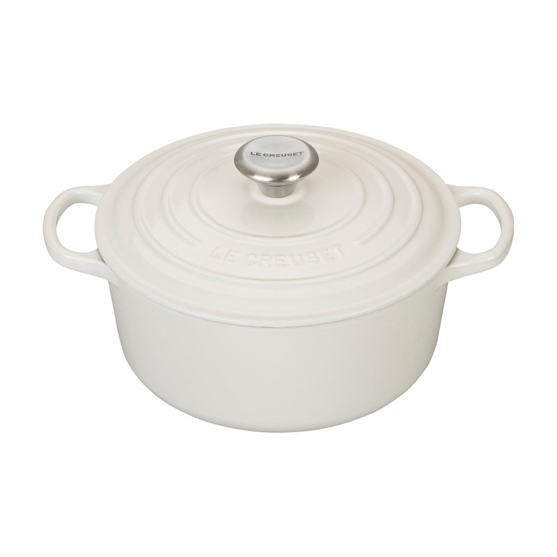 Le Creuset 4 1/2 Qt. Signature Round Dutch Oven w/Stainless Steel Knob - White- Personalized Engraving Available