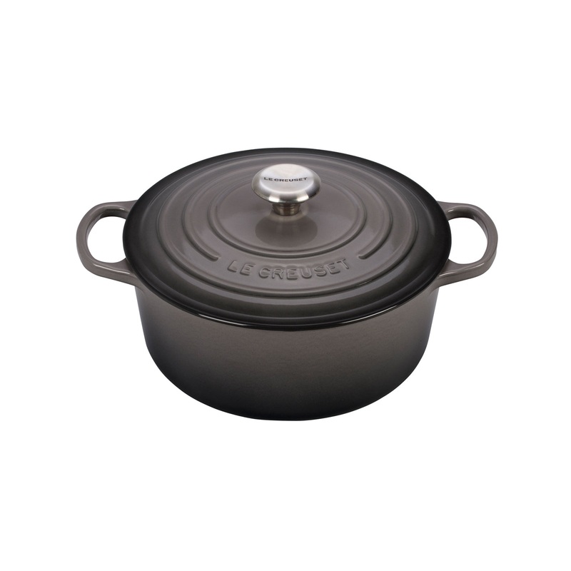 Le Creuset 5 1/2 Qt. Signature Round Dutch Oven w/Stainless Steel Knob - Oyster- Personalized Engraving Available
