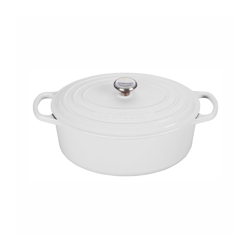 Le Creuset 5 Qt. Signature Oval Dutch Oven w/Stainless Steel Knob - White- Personalized Engraving Available