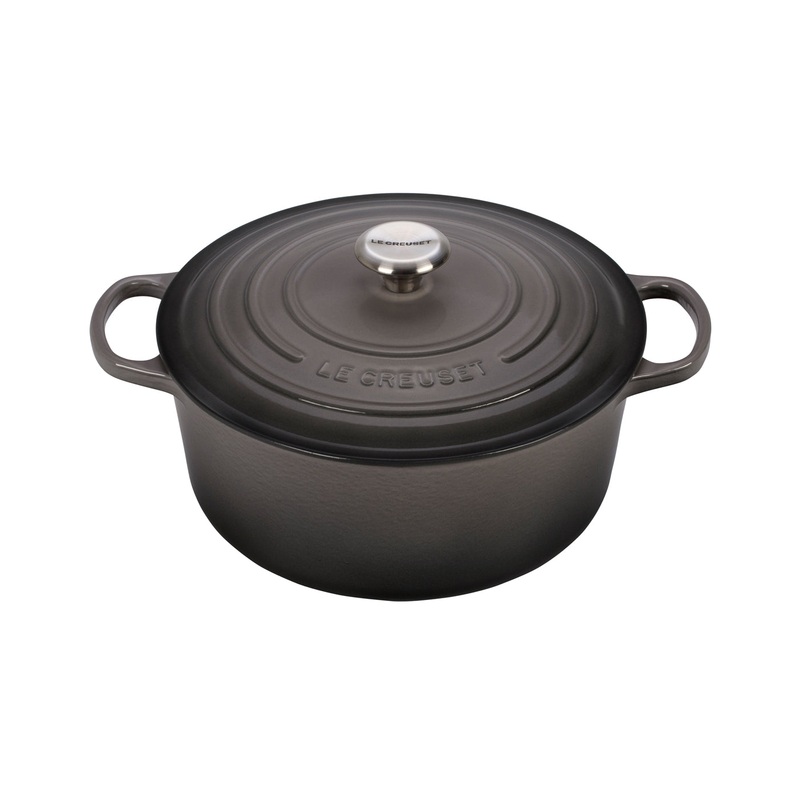 Le Creuset 7 1/4 Qt. Signature Round Dutch Oven w/Stainless Steel Knob - Oyster- Personalized Engraving Available