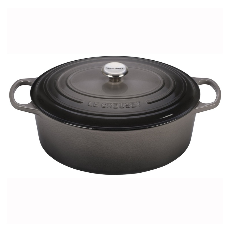 Le Creuset 9 1/2 Qt. Signature Oval Dutch Oven w/Stainless Steel Knob - Oyster- Personalized Engraving Available