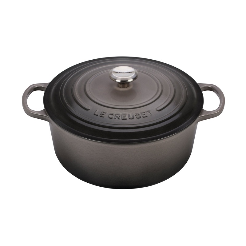 Le Creuset 9 Qt. Signature Round Dutch Oven w/Stainless Steel Knob - Oyster- Personalized Engraving Available