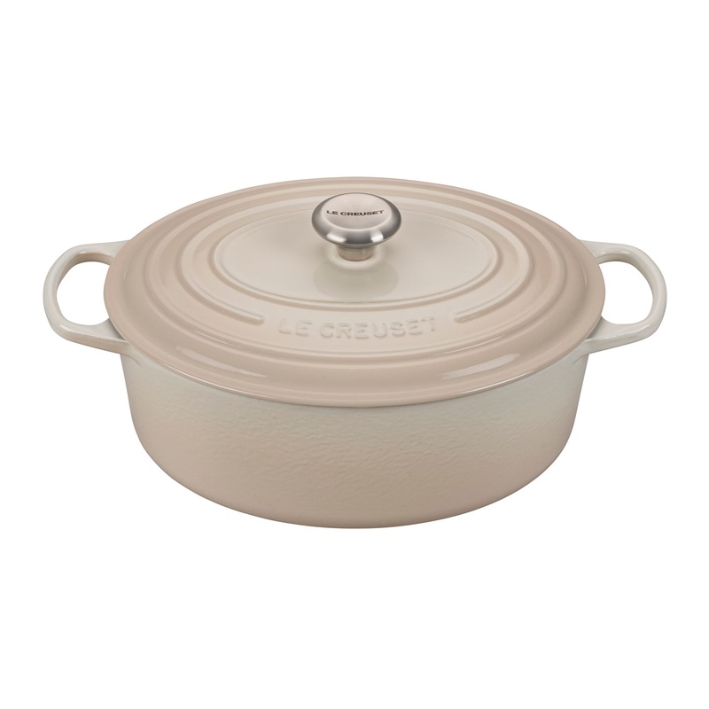 Le Creuset 6 3/4 Qt. Signature Oval Dutch Oven w/Stainless Steel Knob - Meringue- Personalized Engraving Available