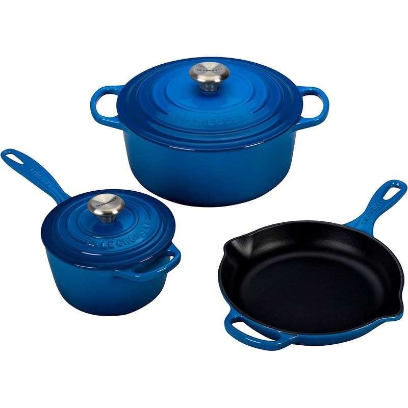 Le Creuset 5-Piece Signature Enameled Cast Iron Cookware Set w/Stainless Steel Knob - Marseille
