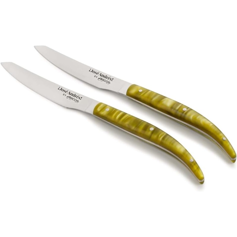 Arcos Jos Andrs Series - 2 Pc. Steak Knife Set, Green Pearly Marbled Handle