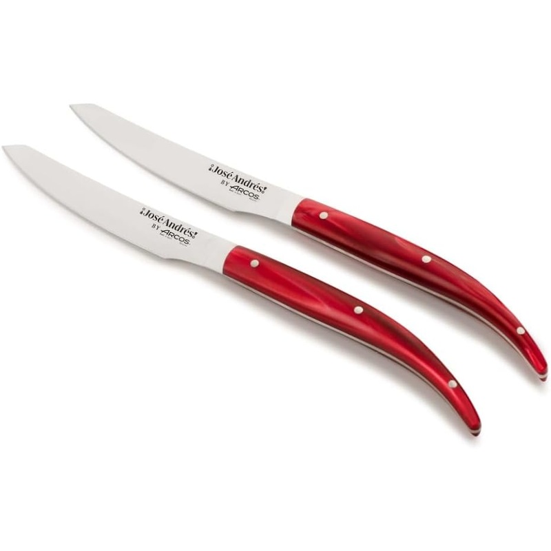 Arcos Jos Andrs Series - 2 Pc. Steak Knife Set, Red Pearly Marbled Handle