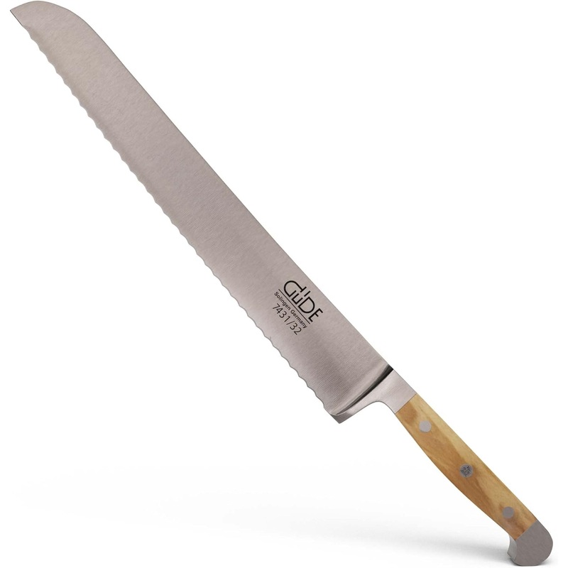 Gde Franz Gde Series - 12" High Carbon Double Bolster Serrated Bread Knife, Italian Oak Wood Handle
