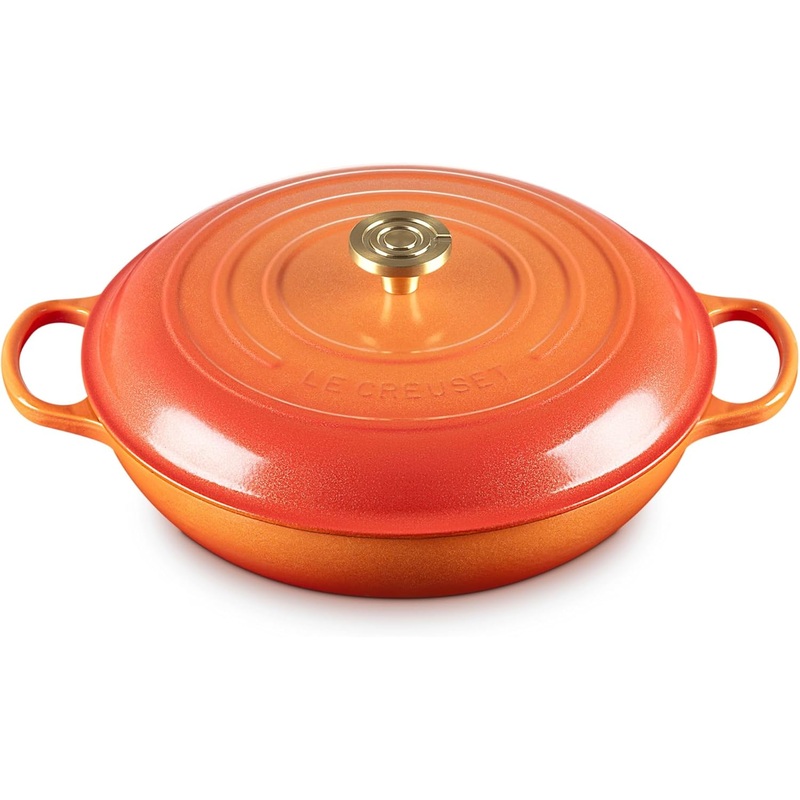 Le Creuset 5 Qt. Enameled Cast Iron Signature Braiser w/Crucible Knob - Flamme Doree