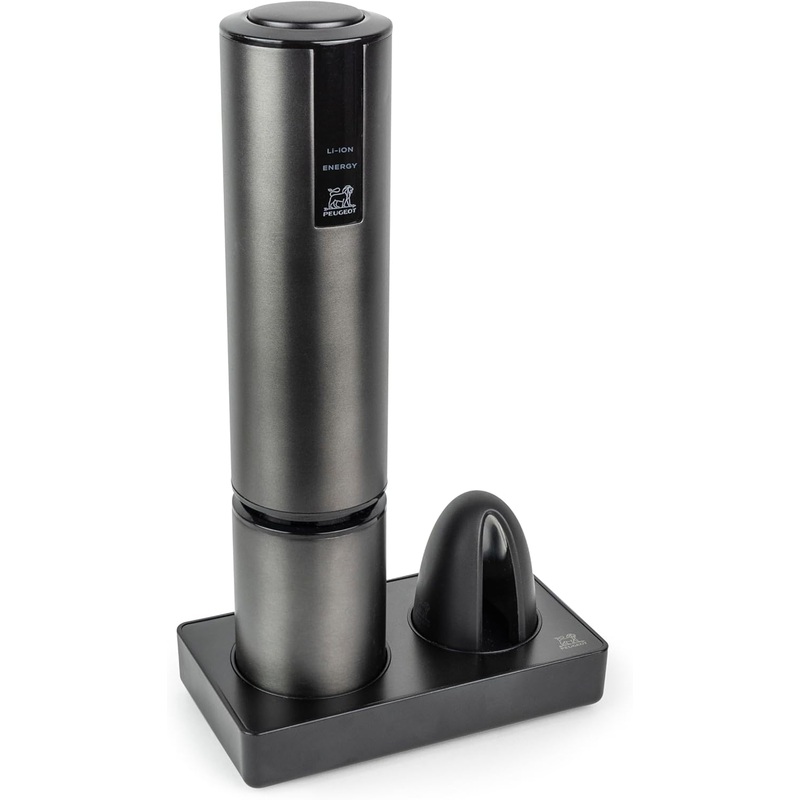 Peugeot Elis Touch Carbone Rechargeable Electric Corkscrew and Foil Cutter - Stainless Steel w/a Carbon Finish - 27cm/10.6"