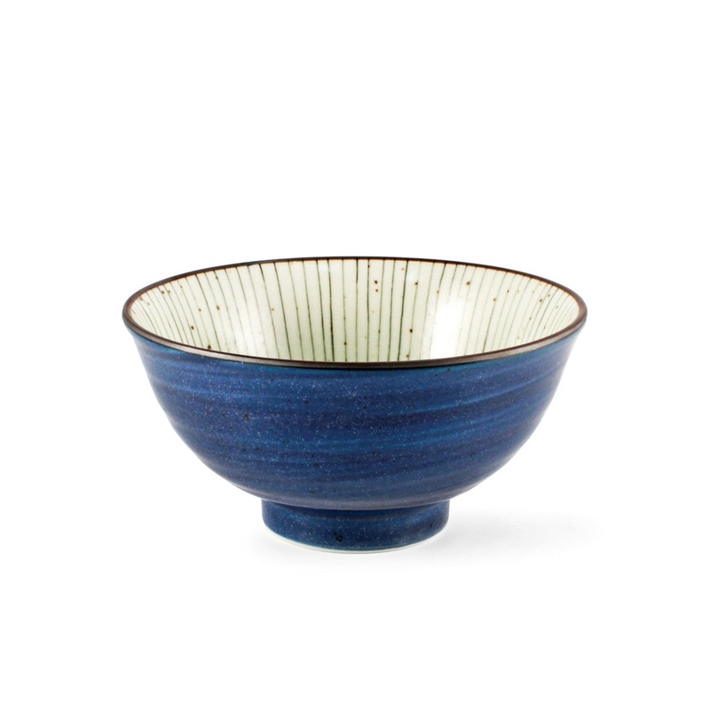 Tokusa Blue Lined Interior Donburi Bowl 22.5 fl oz / 6.25" dia