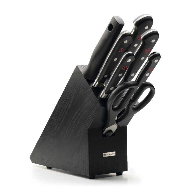 Wusthof Classic - 8 Pc. Knife Block Set - Black Ash Wood