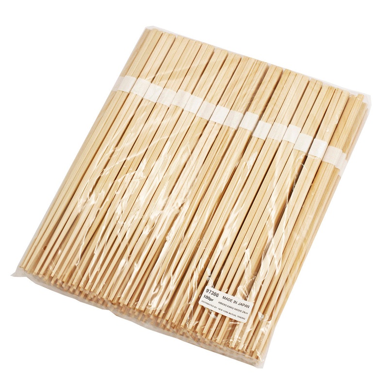 9.5" Disposable Square Tip Japanese Cypress Chopsticks Bundled - 100 Pairs / Pack