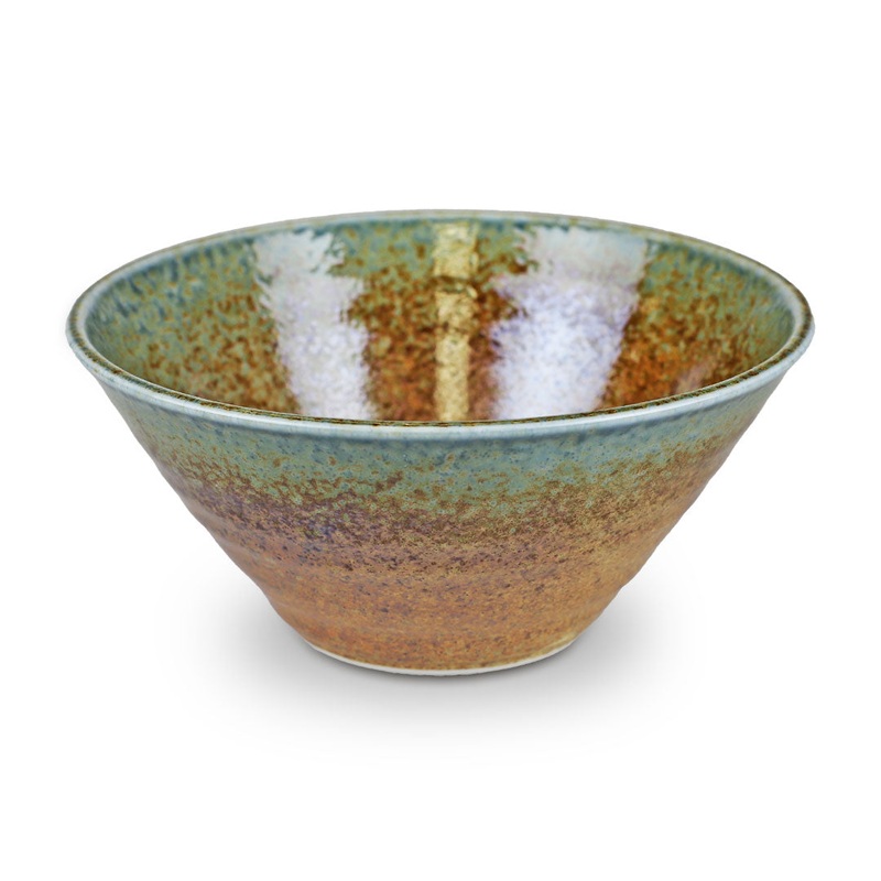 Ainagashi Blue Earthy Ridged Noodle Bowl 41 fl oz / 7.75" dia
