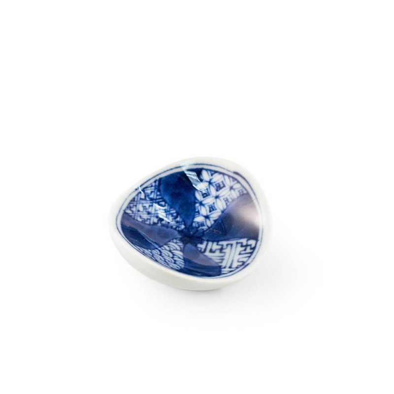 Blue Patterned Round Chopstick Rest Hashioki